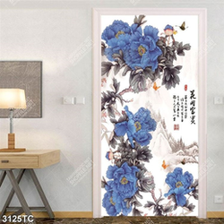 Tranh hoa mẫu đơn xanh