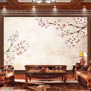 Tranh hoa đào dán tường đẹp