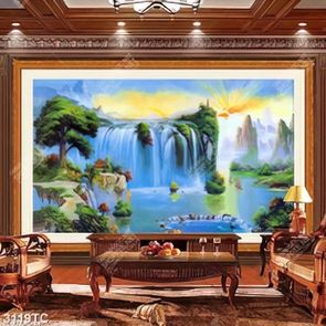 Tranh sơn dầu thác nước đẹp