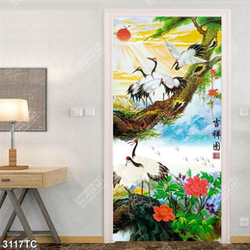 Tranh sơn dầu chim Hạc và cây Tùng khổ dọc