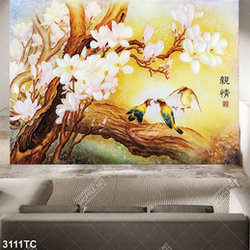 Tranh hoa mộc lan và chim