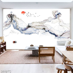 Tranh ghép mây và sông