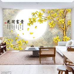 Tranh tài lộc hoa mộc lan vàng