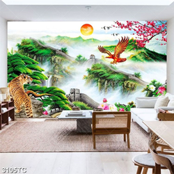 Tranh vạn lý trường thành, hổ và đại bàng