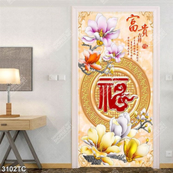 Tranh chữ tài lộc và hoa mộc lan