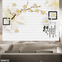 Tranh 3D hoa trang trí dán tường