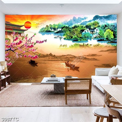 Tranh phong cảnh chùa trên núi