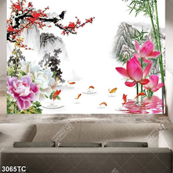 Tranh hoa Sen và cành đào