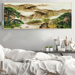 Tranh sơn dầu cảnh thác và núi