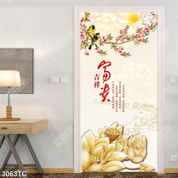 Tranh hoa đào và hoa Sen khổ dọc