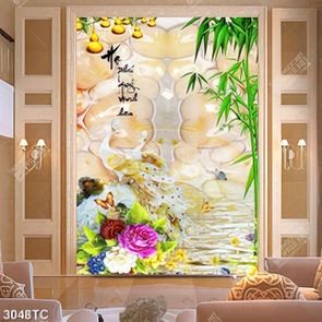 Tranh thư pháp Hạ và đôi chim công