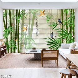 Tranh 3D cây tre và chim