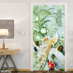 Tranh đôi chim công và hoa Sen giả ngọc