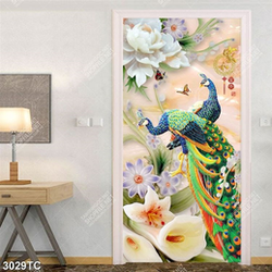 Tranh chim cong và hoa giả ngọc đẹp