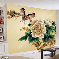 Tranh hoa mẫu đơn và chim
