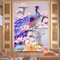 Tranh chim công và hoa mẫu đơn