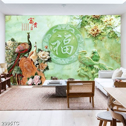 Tranh giả ngọc đôi chim công