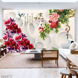 Tranh hoa mẫu đơn và chim Hạc