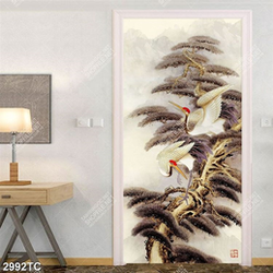 Tranh chim Hạc trên cây tùng in canvas đẹp