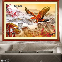 Tranh hoa đào và chim đại bàng