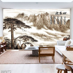 Tranh cây tùng trên núi