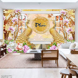 Tranh cửa sổ đôi chim công