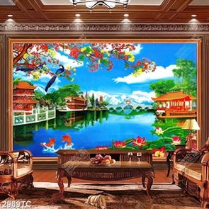 Tranh phong cảnh đền chùa Trung Quốc