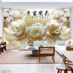 Tranh hoa mẫu đơn nền gỉa ngọc