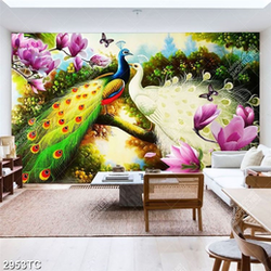 Tranh sơn dầu đôi chim công