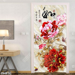 Tranh hoa mẫu đơn đỏ