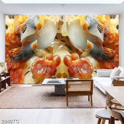 Tranh đôi chim uyên ương nền giả ngọc