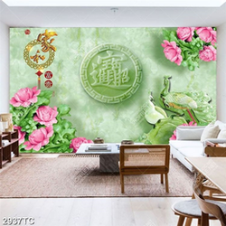 Tranh giả ngọc hoa mẫu đơn và chim công