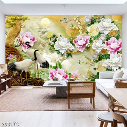 Tranh hoa mẫu đơn và chim Hạc