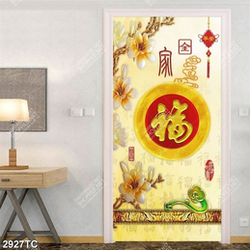 Tranh tài lộc hoa mộc lan và chữ thư pháp