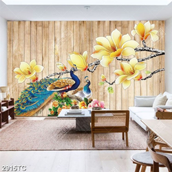 Tranh đôi chim công và hoa mẫu đơn