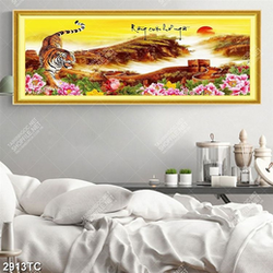 Tranh thư pháp Rồng Cuộn Hổ Ngồi