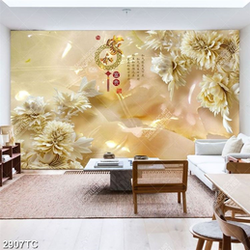 Tranh hoa mẫu đơn và chữ thư pháp