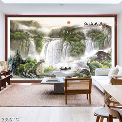 Tranh sơn dầu thác nước phong thủy