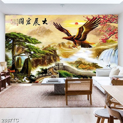 Tranh chim đại bàng và cây tùng