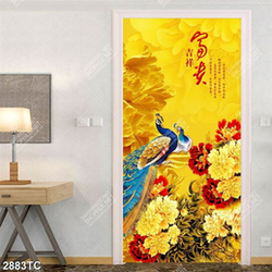 Tranh đôi công và mẫu đơn vàng