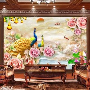 Tranh chim công và nền giả ngọc