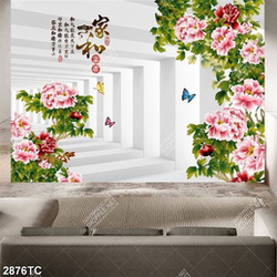 Tranh hoa mẫu đơn dán tường đẹp