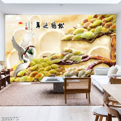 Tranh phù điêu cây Tùng và chim Hạc