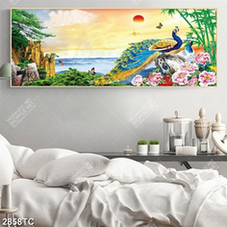 Tranh đôi chim công và hoa mẫu đơn