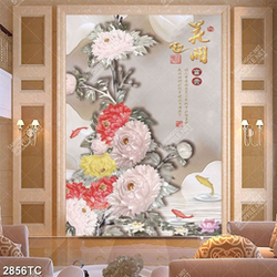 Tranh phù điêu hoa mẫu đơn