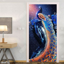 Tranh chim công và mẫu đơn xanh