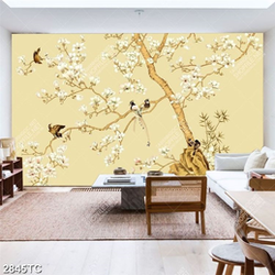 Tranh cây hoa mộc lan và chim