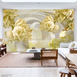 Tranh giả ngọc hoa mẫu đơn nền 3D