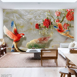 Tranh giả ngọc hoa mẫu đơ và chim