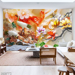 Tranh giả ngọc chim Hạc và hoa mộc lan